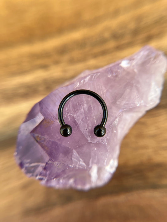 Tiny Balls Black Titanium Ion Plated 16G (1.2mm) Horseshoe Ring Septum Piercing 316L Surgical Steel