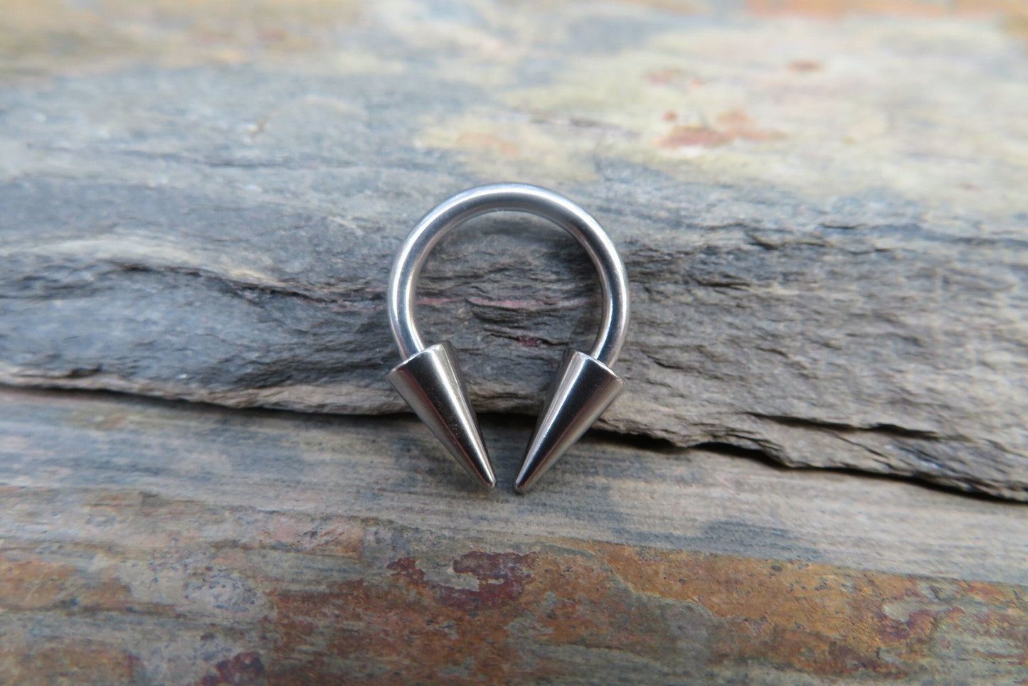 Surgical Steel Long Spikes 16G (1.2mm) or 14G (1.6mm) Hypoallergenic Horseshoe Ring Septum Piercing Hypoallergenic 316L Steel Spiked