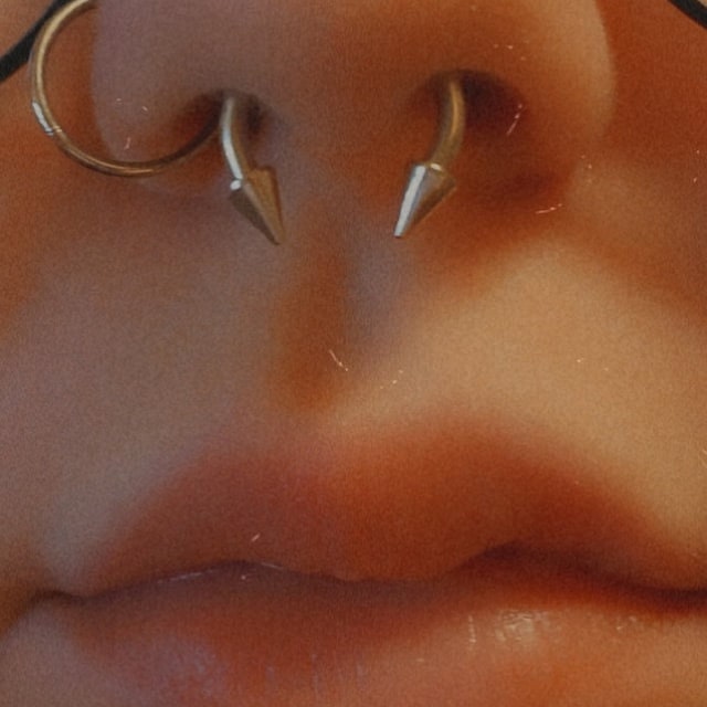 THICK Surgical Steel 14G (1.6mm) Spiked Horseshoe Ring Septum Nipple Piercing Barbell 316L Steel Spikes Gauged Up