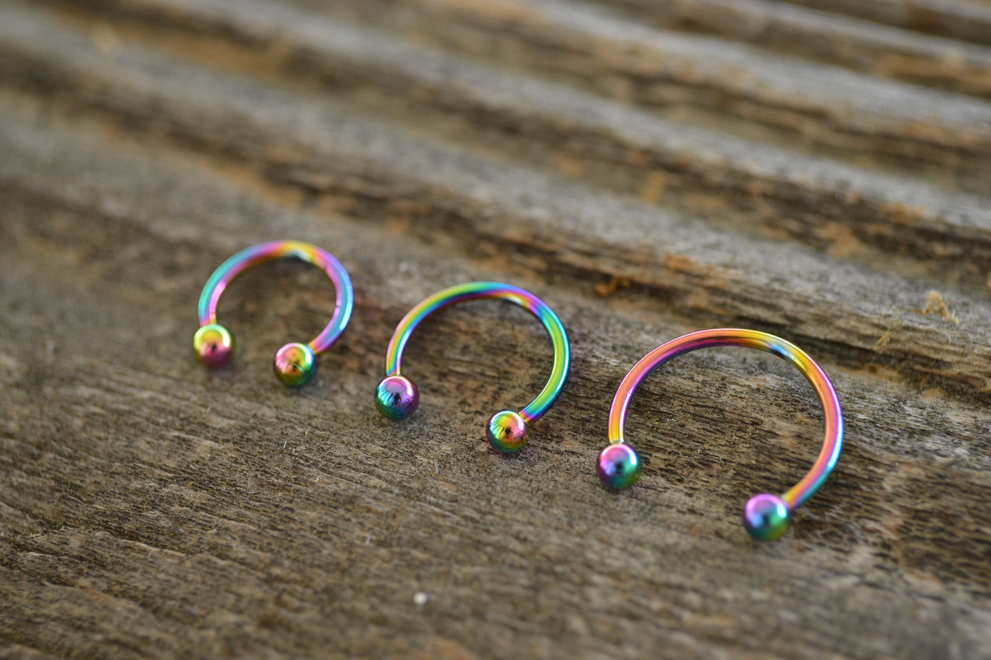 Rainbow Titanium Ion Plated 16G (1.2mm) Horseshoe Ring Septum Piercing 316L Surgical Steel