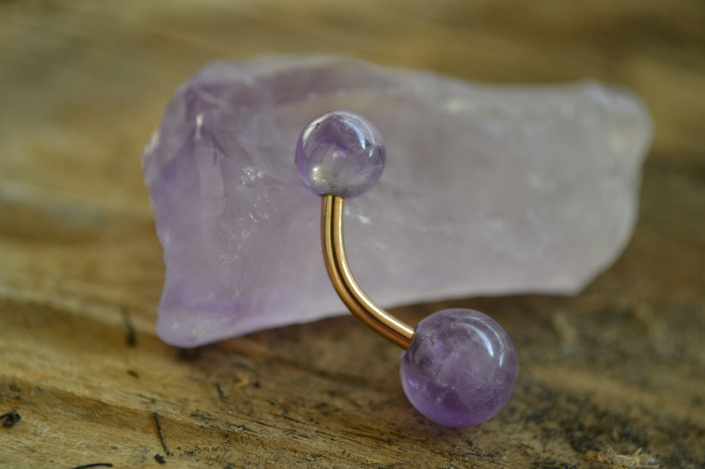 Natural Amethyst Stone Custom Length VCH Christina Navel Belly Ring Bar 14G (1.6mm) Piercing Piercings Barbell Pick Your Finish