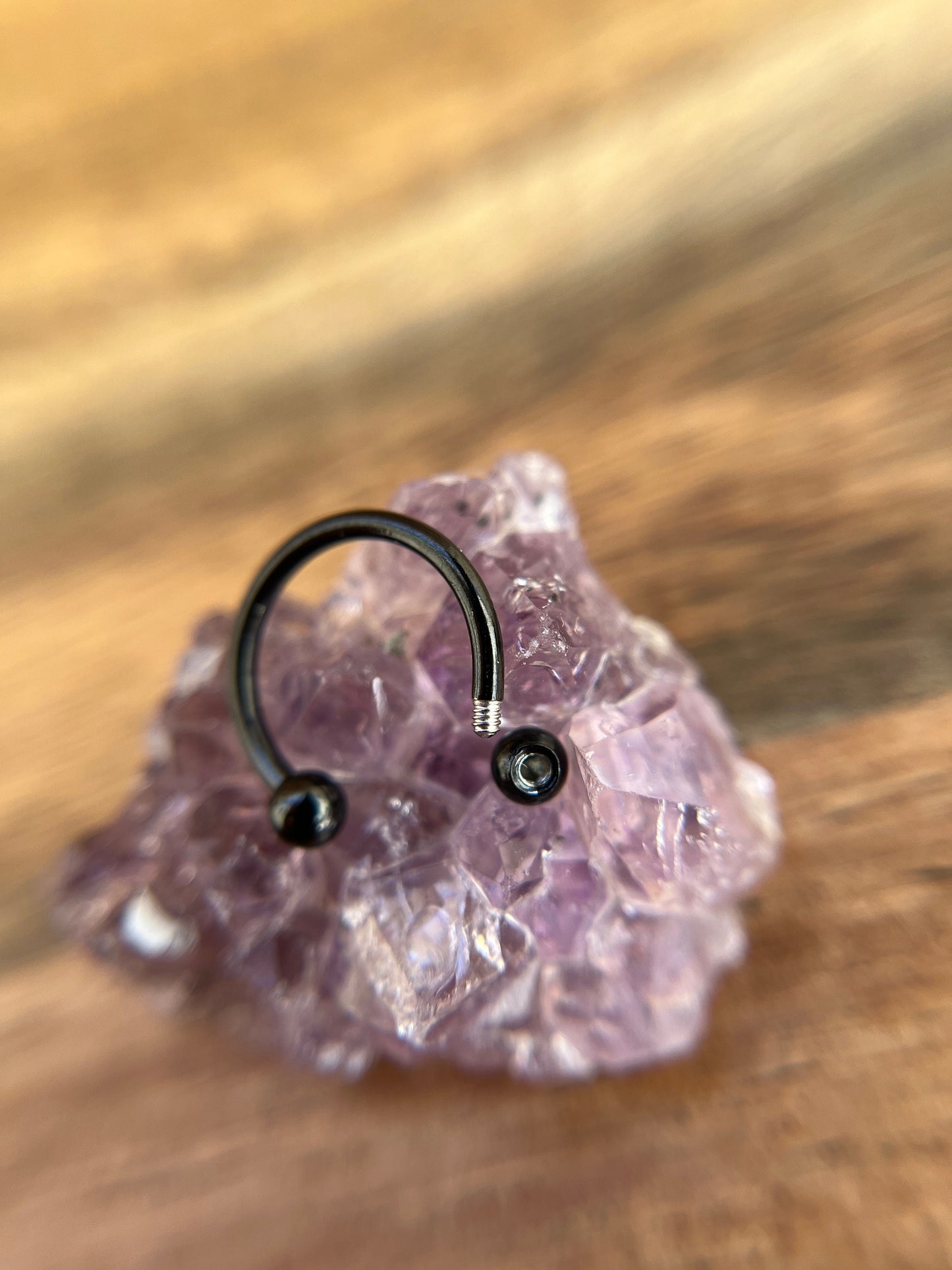 Tiny Balls Black Titanium Ion Plated 16G (1.2mm) Horseshoe Ring Septum Piercing 316L Surgical Steel