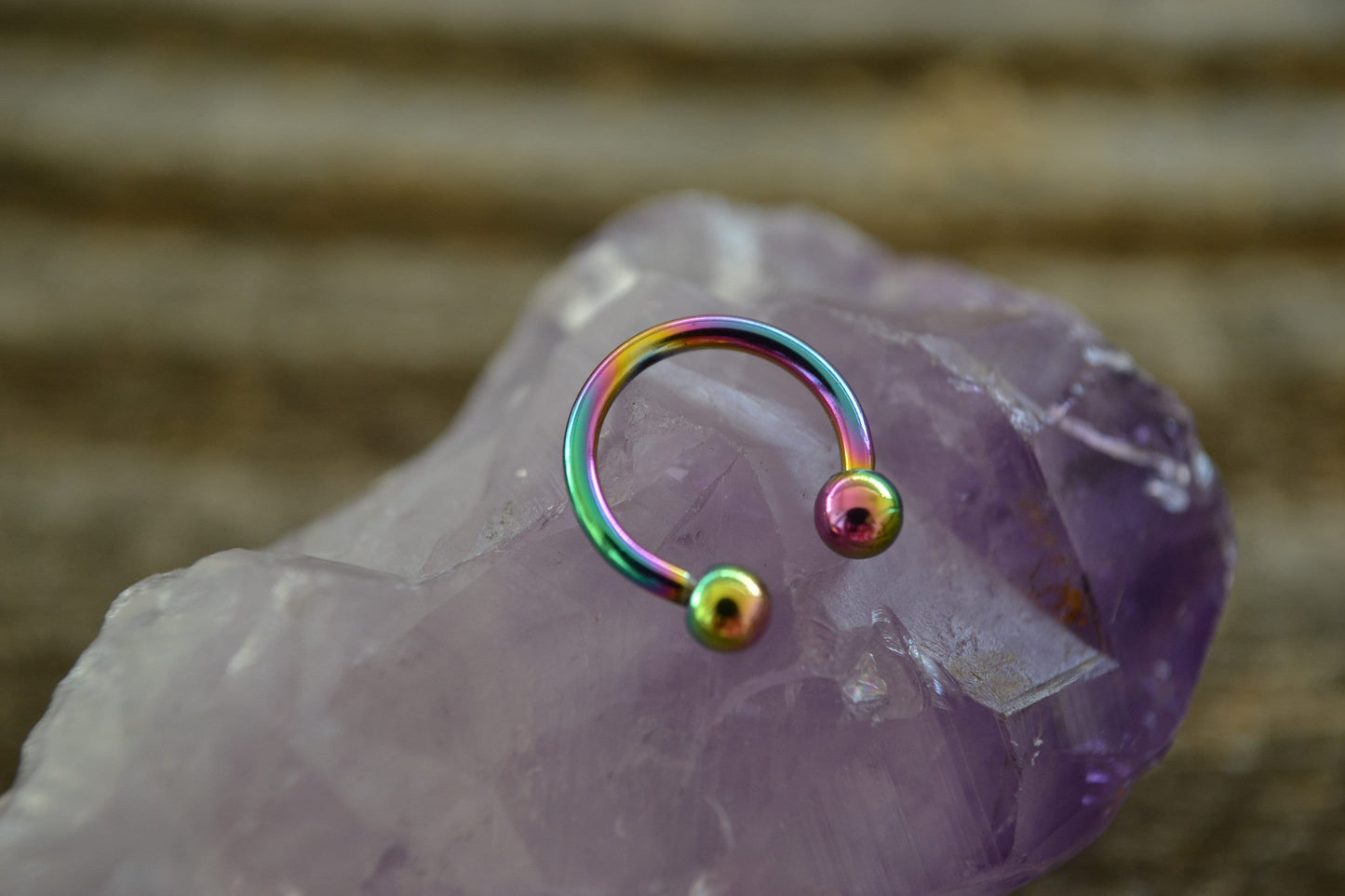 Rainbow Titanium Ion Plated 16G (1.2mm) Horseshoe Ring Septum Piercing 316L Surgical Steel