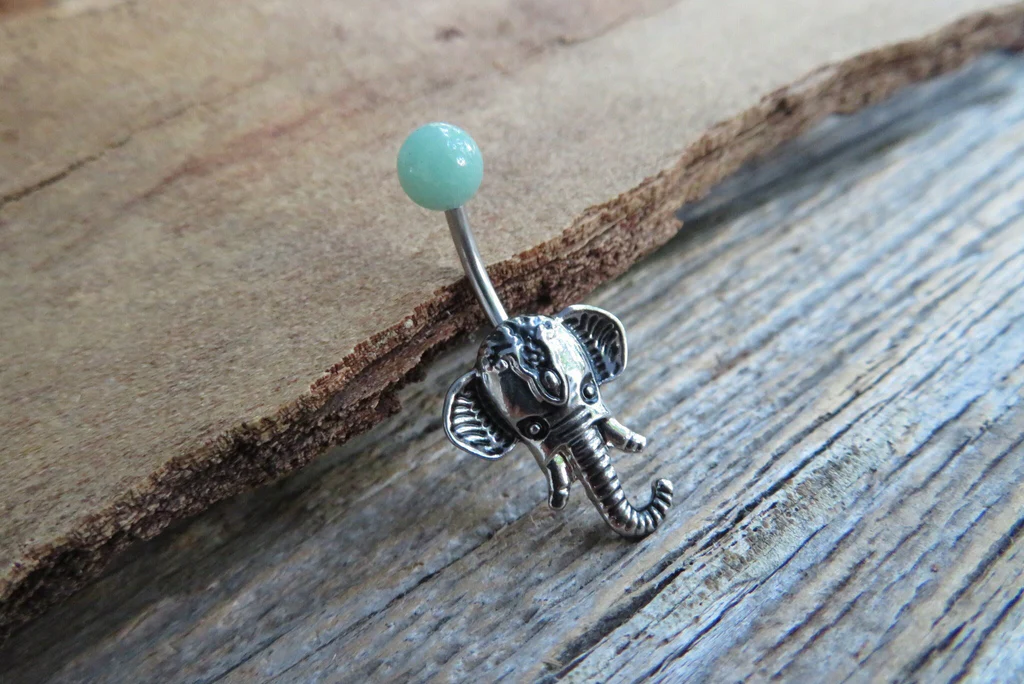 Green Aventurine Natural Stone Ganesha Elephant Belly Ring
