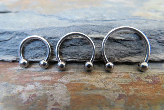 100% Solid Surgical Steel 16G (1.2mm) Horseshoe Nose Ring Standard Septum Daith Cartilage Piercing Hypoallergenic 316L Steel