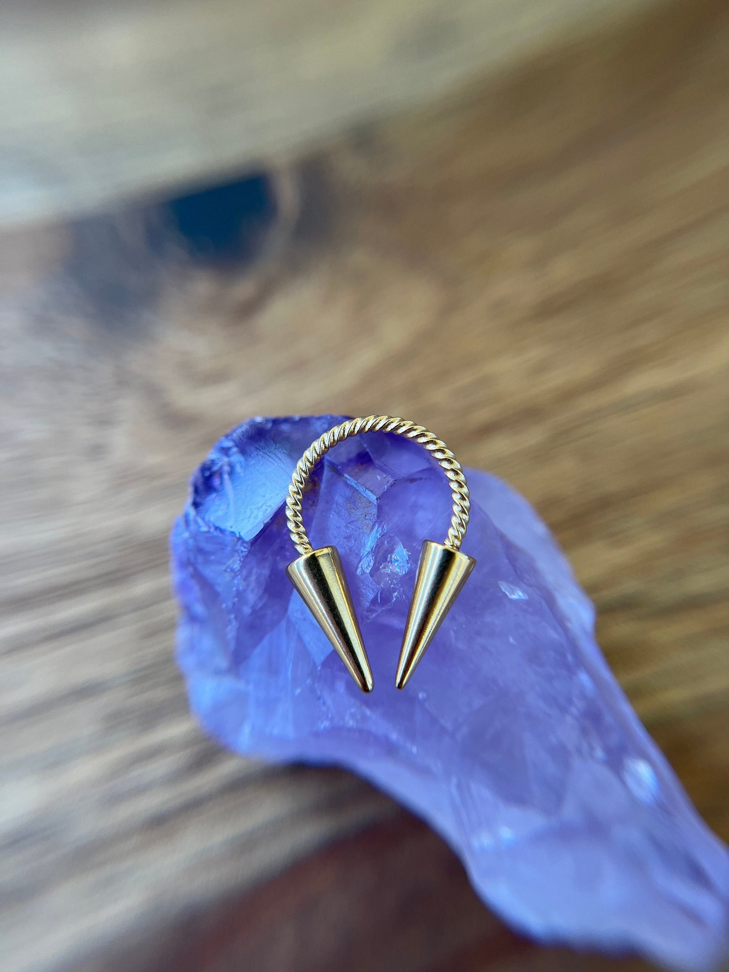 Gold Black Rose Twisted Titanium Ion Plated Long Spikes 16G (1.2mm) Horseshoe Ring Septum Piercing 316L Steel Spiked Twist Piercings