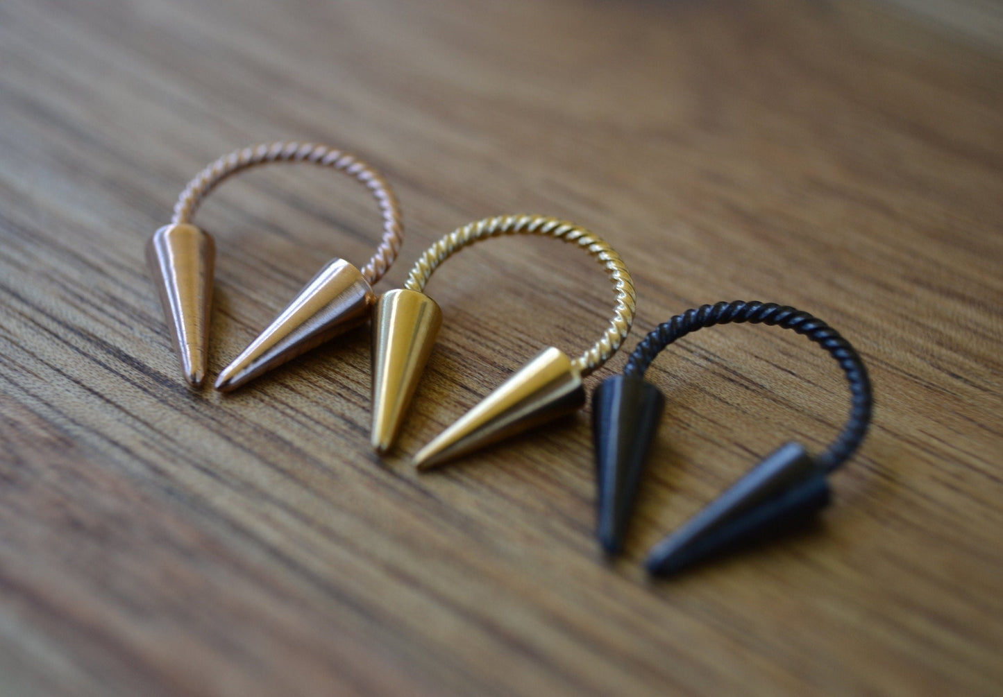 Gold Black Rose Twisted Titanium Ion Plated Long Spikes 16G (1.2mm) Horseshoe Ring Septum Piercing 316L Steel Spiked Twist Piercings