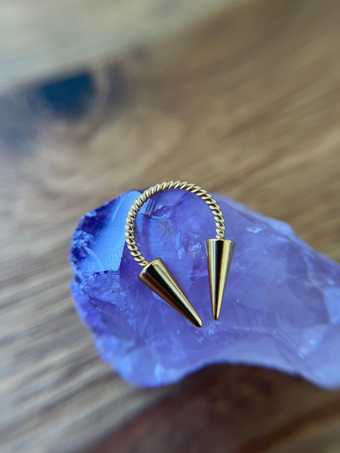 Gold Black Rose Twisted Titanium Ion Plated Long Spikes 16G (1.2mm) Horseshoe Ring Septum Piercing 316L Steel Spiked Twist Piercings