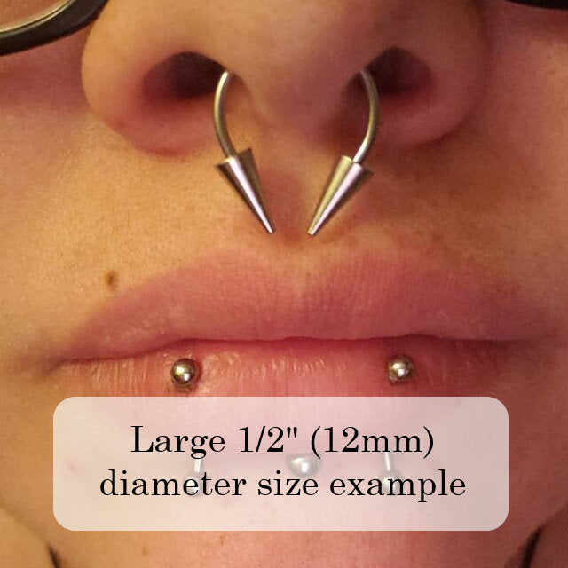 Surgical Steel Long Spikes 16G (1.2mm) or 14G (1.6mm) Hypoallergenic Horseshoe Ring Septum Piercing Hypoallergenic 316L Steel Spiked