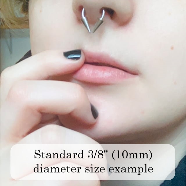 Surgical Steel Long Spikes 16G (1.2mm) or 14G (1.6mm) Hypoallergenic Horseshoe Ring Septum Piercing Hypoallergenic 316L Steel Spiked