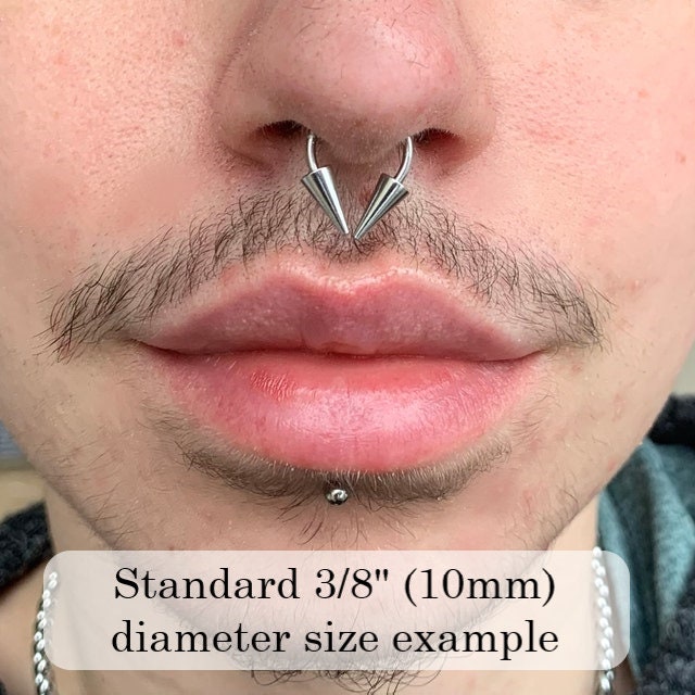 Surgical Steel Long Spikes 16G (1.2mm) or 14G (1.6mm) Hypoallergenic Horseshoe Ring Septum Piercing Hypoallergenic 316L Steel Spiked