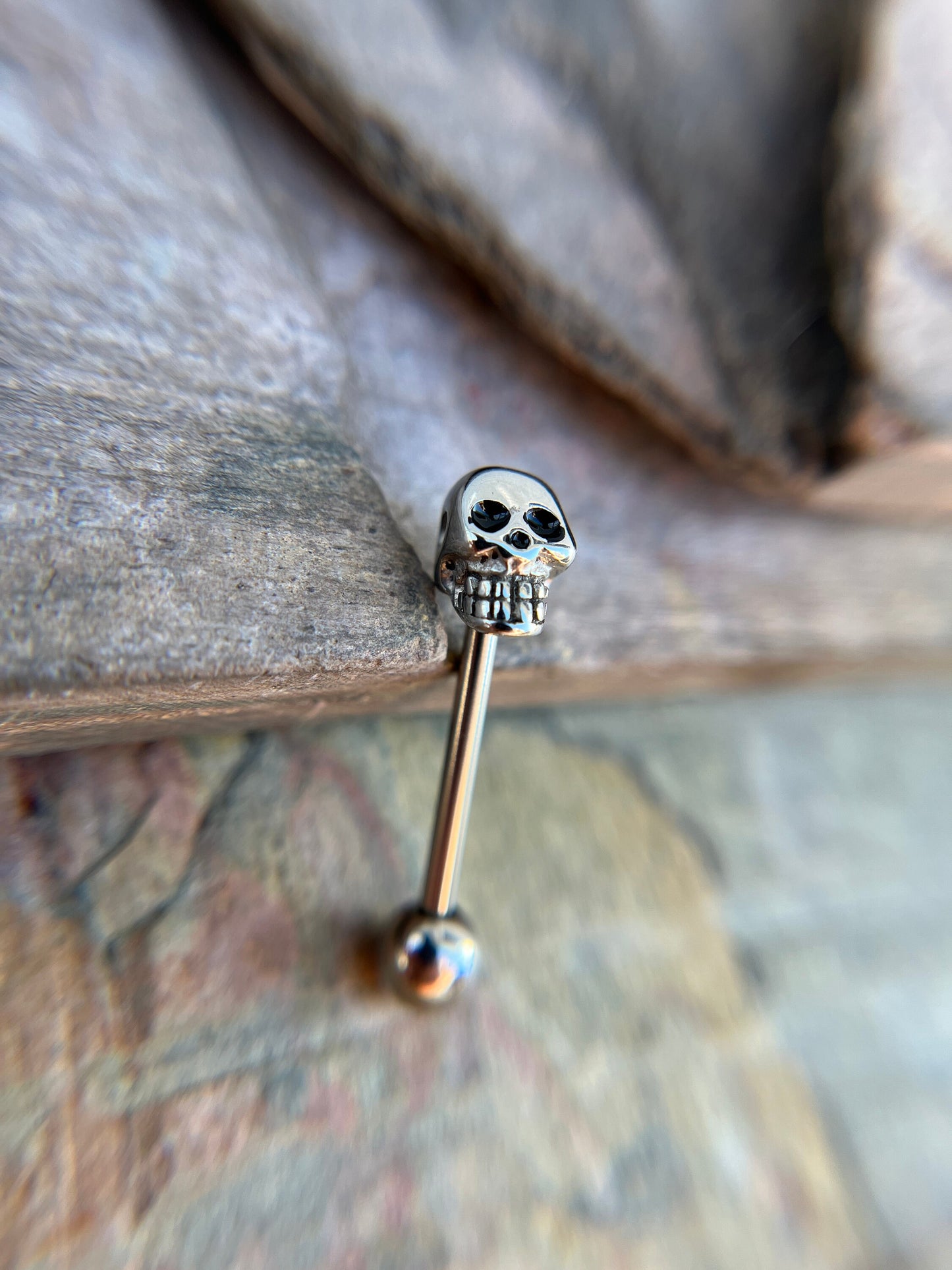 100% Solid 316L Surgical Steel Skull Nipple or Tongue Ring Barbells Bars 14G (1.6mm) Piercing Bar Tarnish-Free Hypoallergenic Witchy Spooky