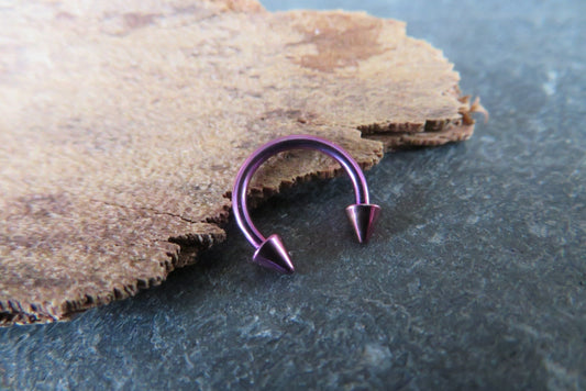 Purple Titanium Ion Plated Spiked 16G (1.2mm) Horseshoe Ring Septum Piercing 316L Surgical Steel Spikes