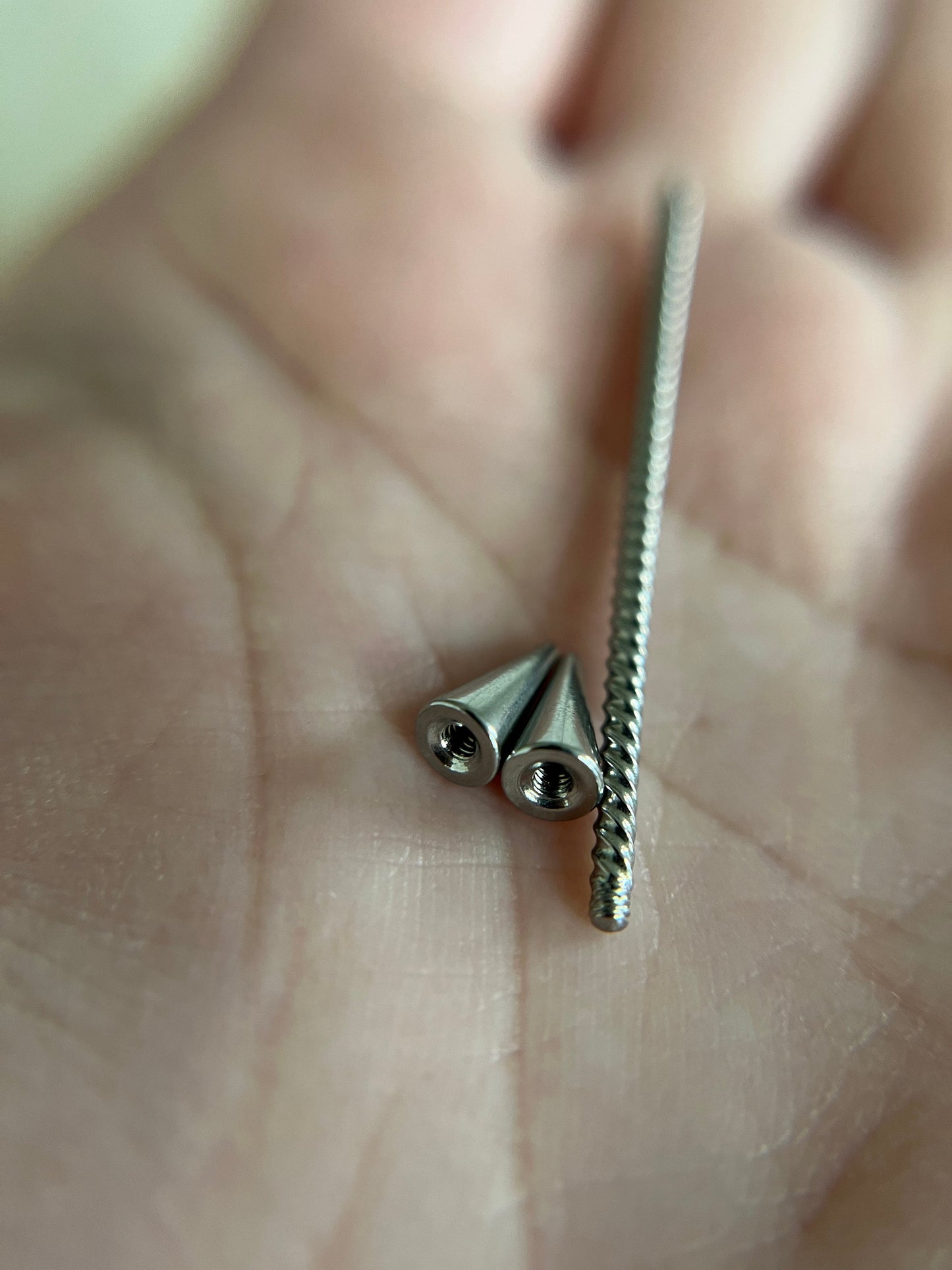 Titanium Ion Plated Surgical Steel Twisted Braided Long Spikes Industrial Scaffold Barbell 14G (1.6mm) Piercing Piercings Bar Spiked