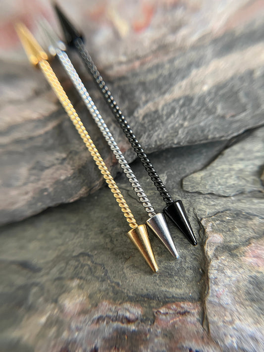 Titanium Ion Plated Surgical Steel Twisted Braided Long Spikes Industrial Scaffold Barbell 14G (1.6mm) Piercing Piercings Bar Spiked