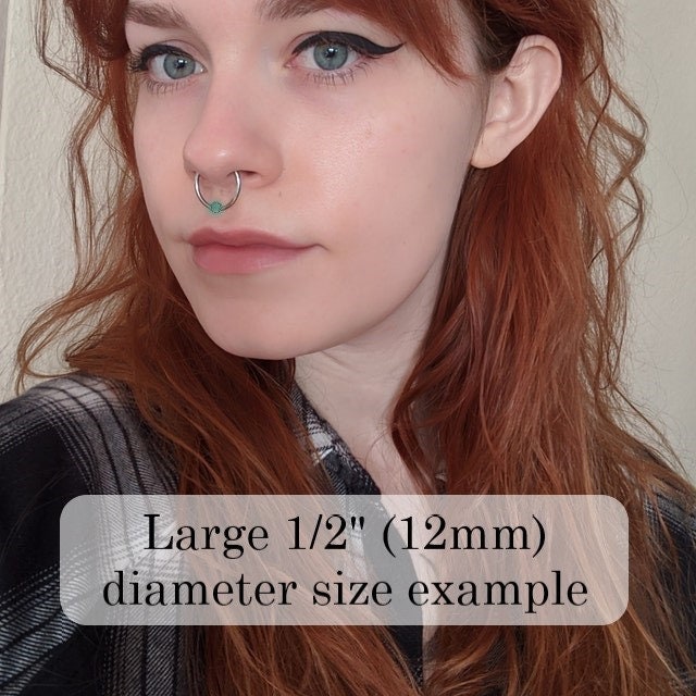 Natural Moss Agate Stone Bead Steel CBR Ring Hoop 16G (1.2mm) 14G (1.6mm) Nose Cartilage Septum Lip Piercing 316L Surgical Hypoallergenic