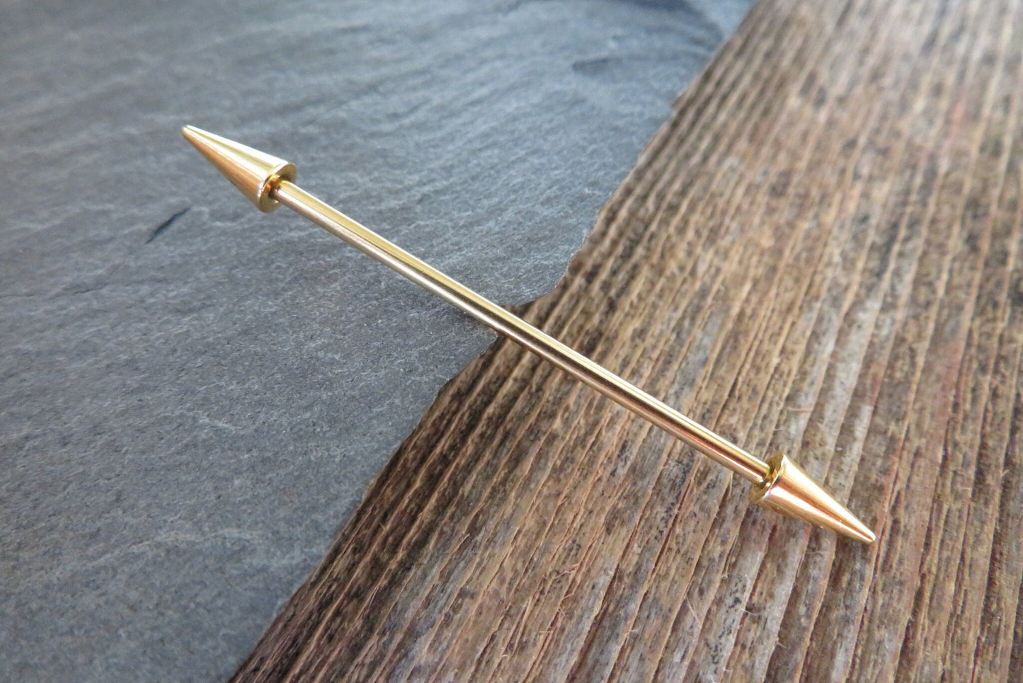 Pick-Your-Finish Long Spiked Industrial Scaffold Bar Barbells 14G (1.6mm) Piercing Piercings Barbell Spikes Spike Punk Rock Goth