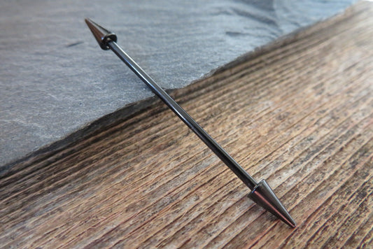 Black Titanium Ion Plated Spikes Industrial Scaffold Bar Barbells 14G (1.6mm) Piercing Piercings Barbell Spiked