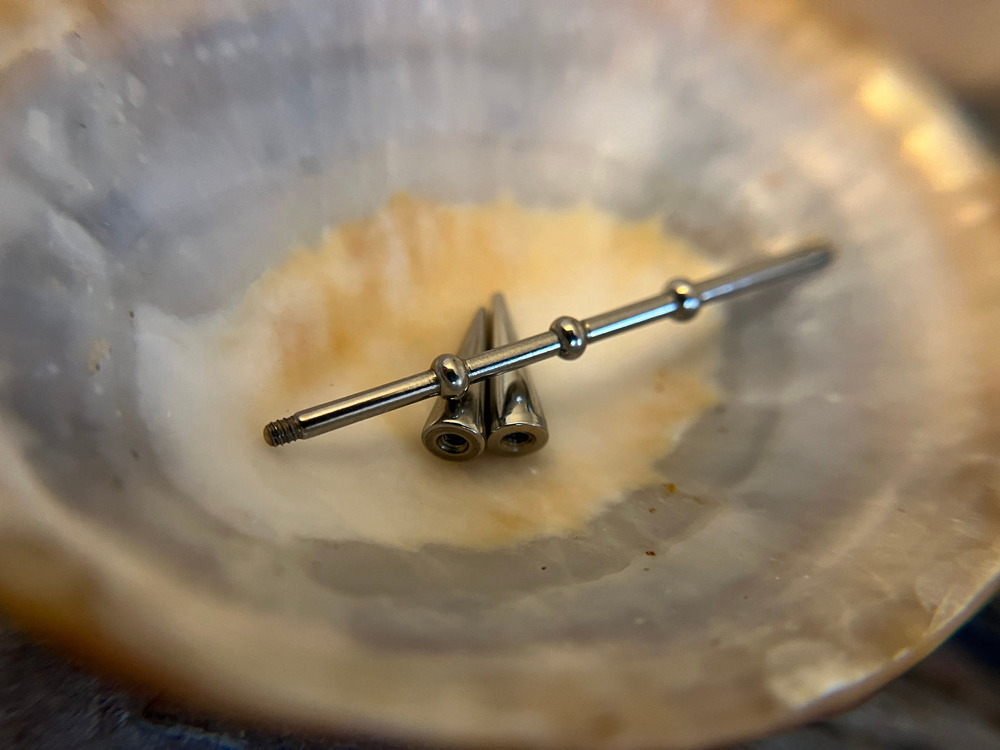 Steel or Gold Titanium Plated Plated Bamboo Notched Long Spikes Industrial Scaffold Bar Barbell 14G (1.6mm) Piercing Piercings 316L Spiked