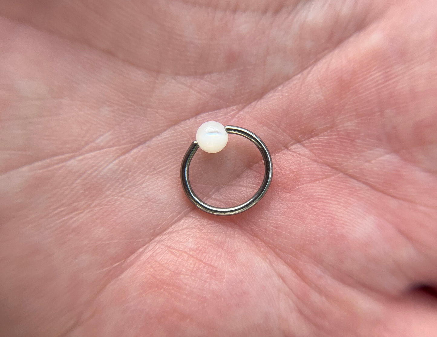 Natural Mother of Pearl Shell Bead Steel CBR Ring Hoop 16G (1.2mm) 14G (1.6mm) Nose Cartilage Septum Piercing 316L Surgical Hypoallergenic