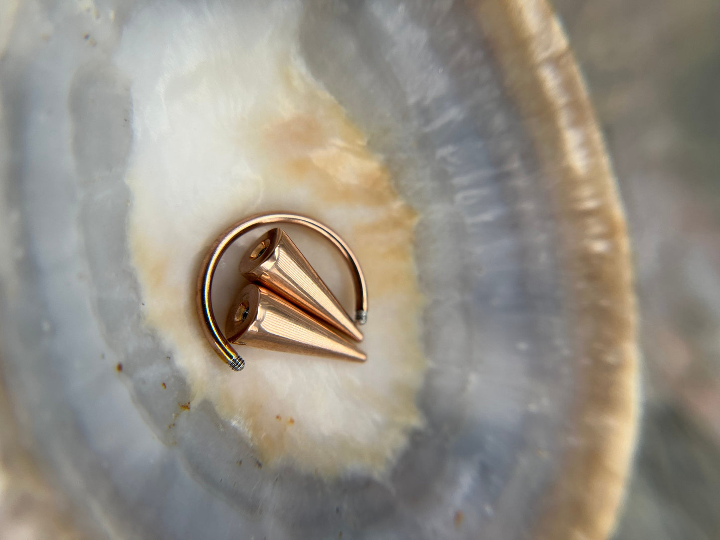 Rose Gold Titanium Ion Plated Extra Long Spikes 16G (1.2mm) Horseshoe Ring Septum Nose Cartilage Piercing Steel Spiked Punk Rock Piercings