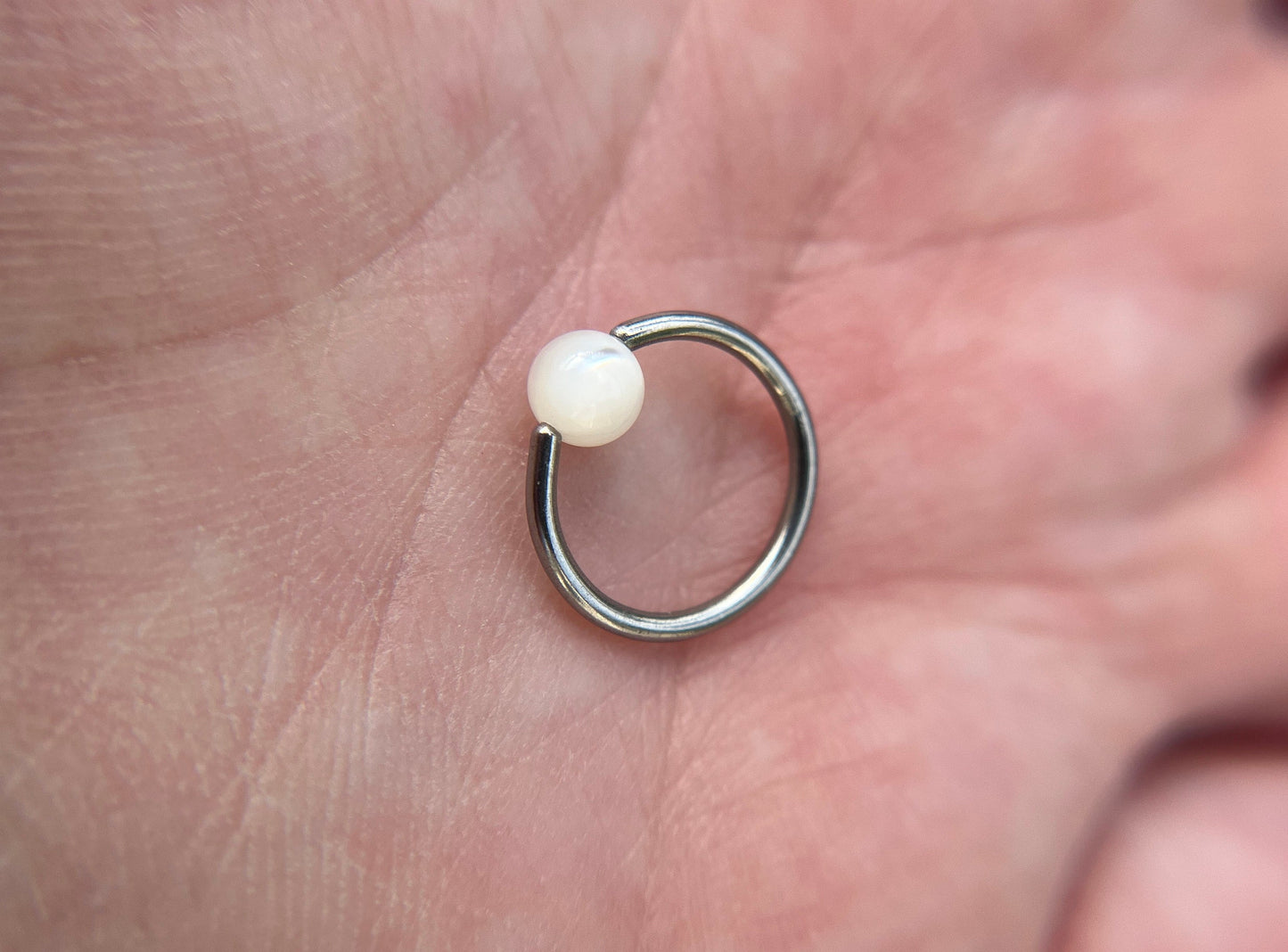 Natural Mother of Pearl Shell Bead Steel CBR Ring Hoop 16G (1.2mm) 14G (1.6mm) Nose Cartilage Septum Piercing 316L Surgical Hypoallergenic