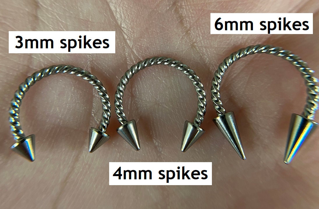 Petite Twisted Braided Horseshoe Ring Long Spikes 16G (1.2mm) Hypoallergenic Septum Piercing Small Snug Diameter Spiked 316L Surgical Steel