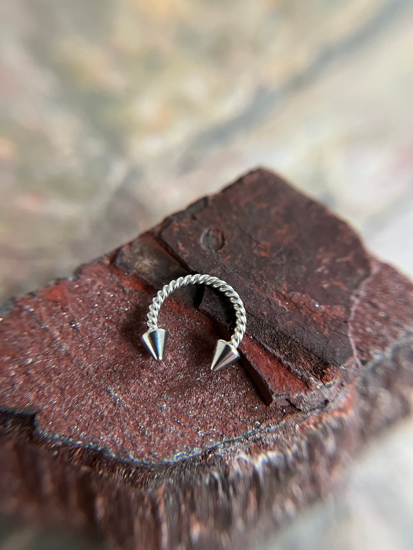 Petite Twisted Braided Horseshoe Ring Long Spikes 16G (1.2mm) Hypoallergenic Septum Piercing Small Snug Diameter Spiked 316L Surgical Steel