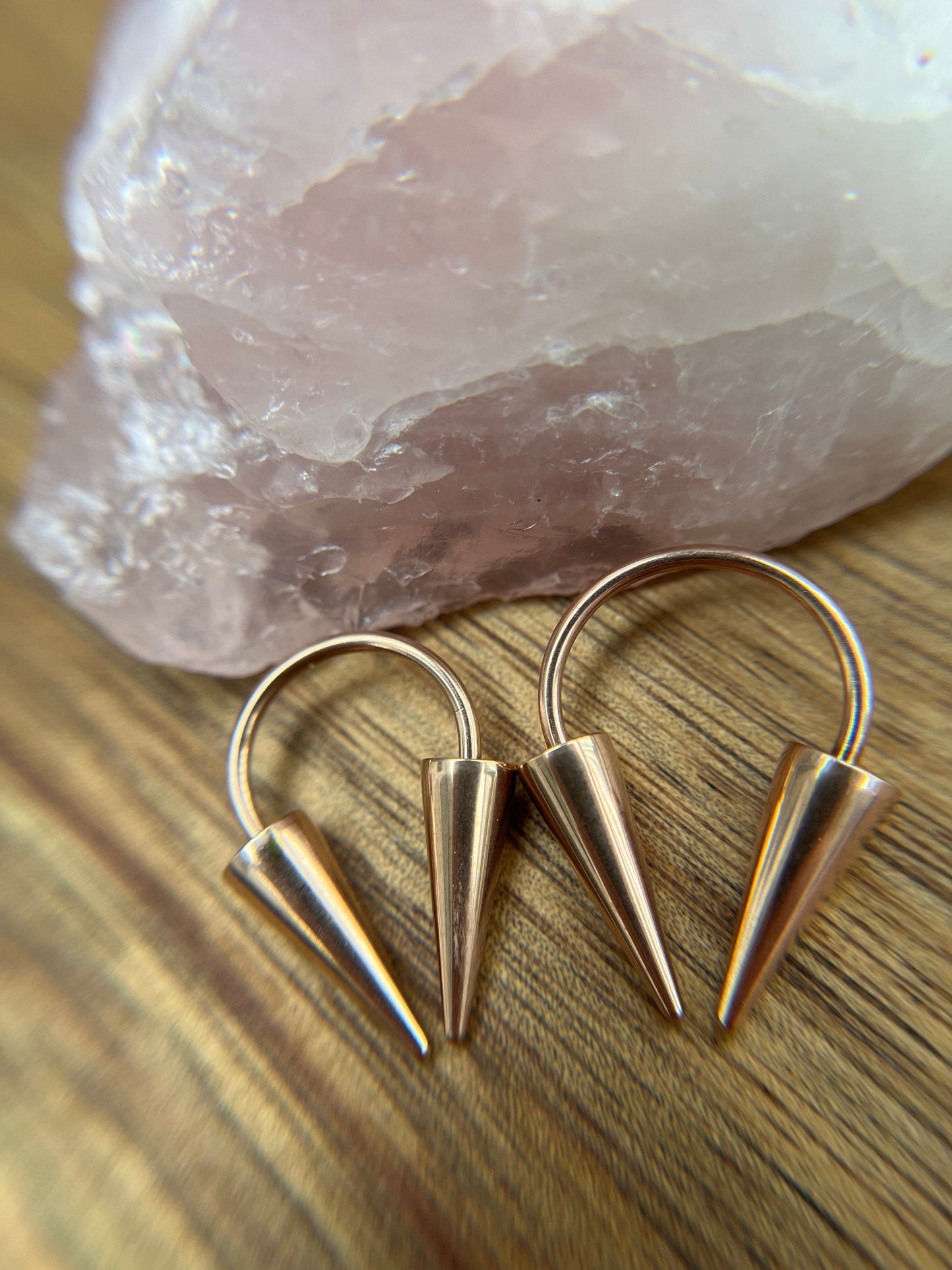 Rose Gold Titanium Ion Plated Extra Long Spikes 16G (1.2mm) Horseshoe Ring Septum Nose Cartilage Piercing Steel Spiked Punk Rock Piercings