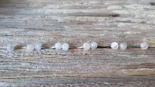 Pick Your Finish Titanium Ion Plated Floating Belly Ring Petite Natural Pink Rose Quartz Stone Navel Piercing 14G (1.6mm) Curved Barbell