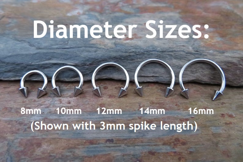 THICK Surgical Steel 14G (1.6mm) Spiked Horseshoe Ring Septum Nipple Piercing Barbell 316L Steel Spikes Gauged Up