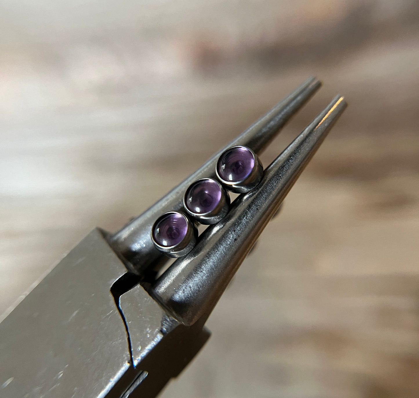 Amethyst Purple Crystal Glass Solid Titanium Grade G23 Hypoallergenic Flatback Labret 16G (1.2mm) Cartilage Tragus Lip Monroe Piercing