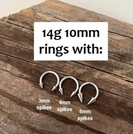 THICK Surgical Steel 14G (1.6mm) Spiked Horseshoe Ring Septum Nipple Piercing Barbell 316L Steel Spikes Gauged Up