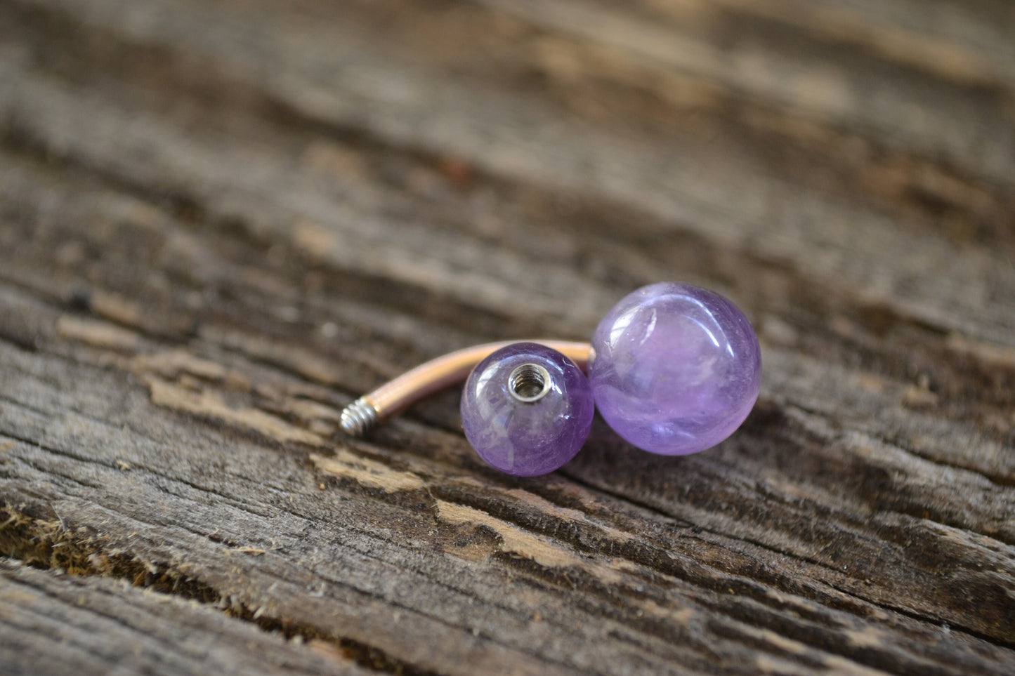 Natural Amethyst Stone Custom Length VCH Christina Navel Belly Ring Bar 14G (1.6mm) Piercing Piercings Barbell Pick Your Finish