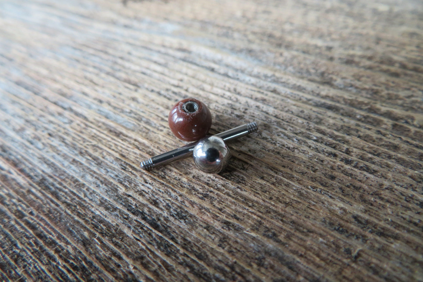Mahogany Jasper Natural Stone Tongue Ring Barbell Bar 14G (1.6mm) Piercing Piercings Barbells Hypoallergenic 316L Surgical Steel