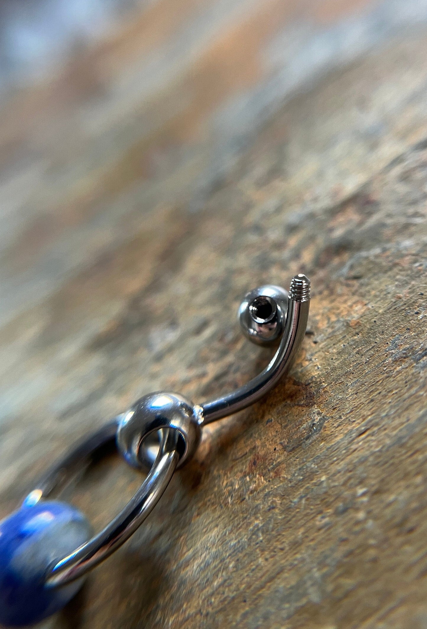 Natural Blue Sodalite Stone Slave Knocker Floating Belly Navel VCH Christina Barbell 14G (1.6mm) Piercing 316L Surgical Steel Bar Ring