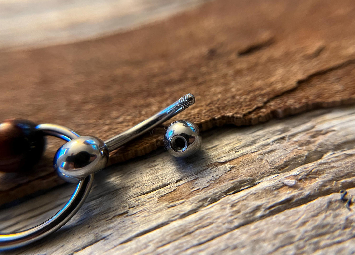 Natural Red Tiger's Eye Stone Slave Knocker Floating Belly Navel VCH Christina Barbell 14G (1.6mm) Piercing 316L Surgical Steel Ring Bar