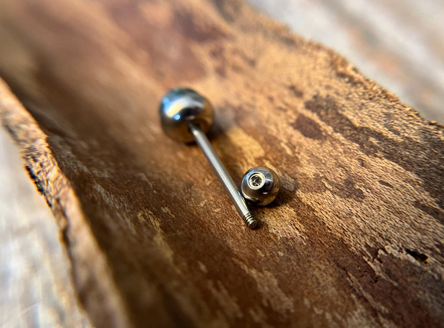 Natural Moss Agate Stone Tongue Ring Barbell 14G (1.6mm) Piercing Custom Length Bar Bezel Set Hypoallergenic 316L Surgical Steel