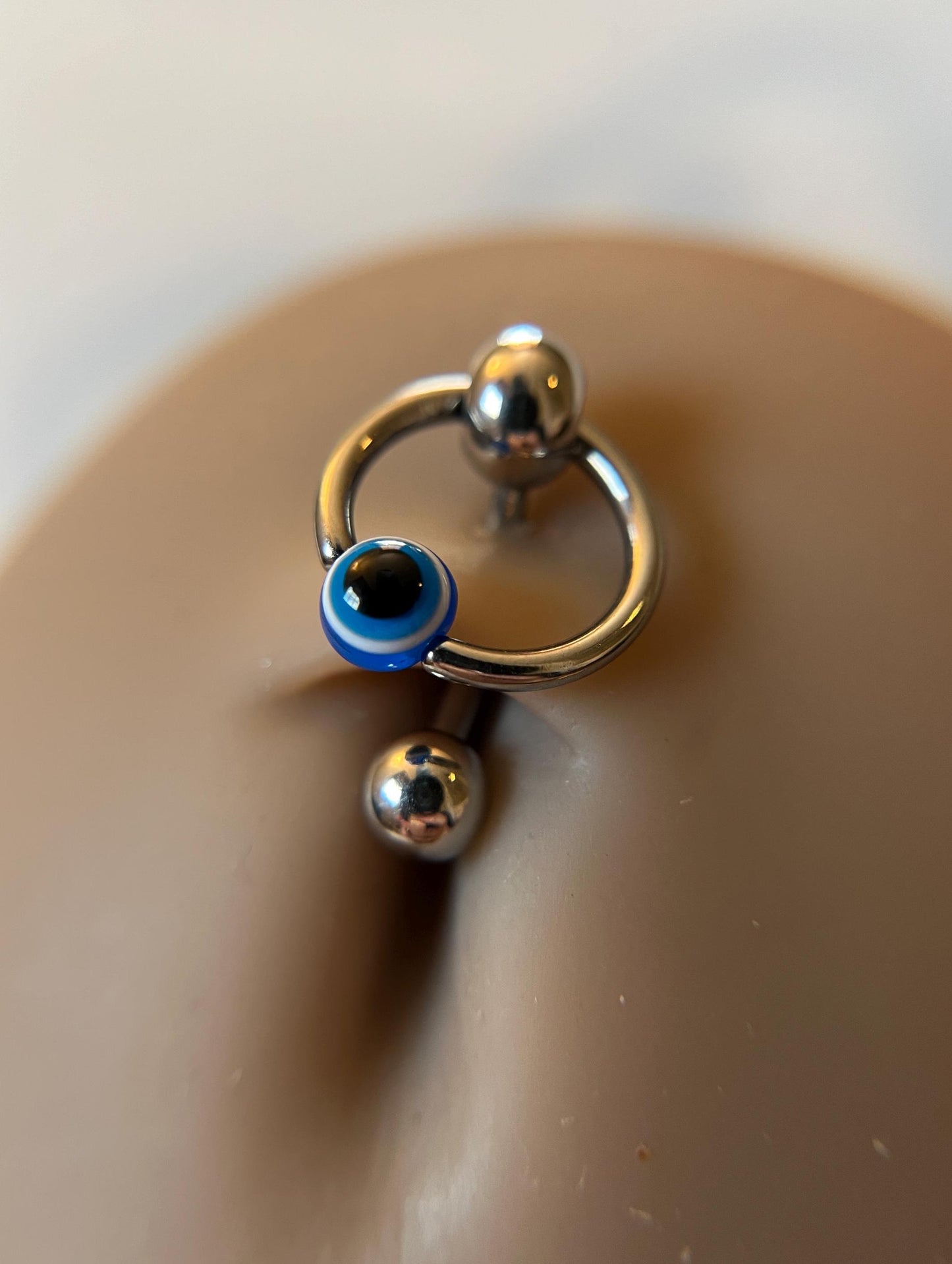 Evil Eye Slave Knocker Floating Belly Navel VCH Christina Barbell 14G (1.6mm) Piercing Hypoallergenic 316L Surgical Steel Bar Ring