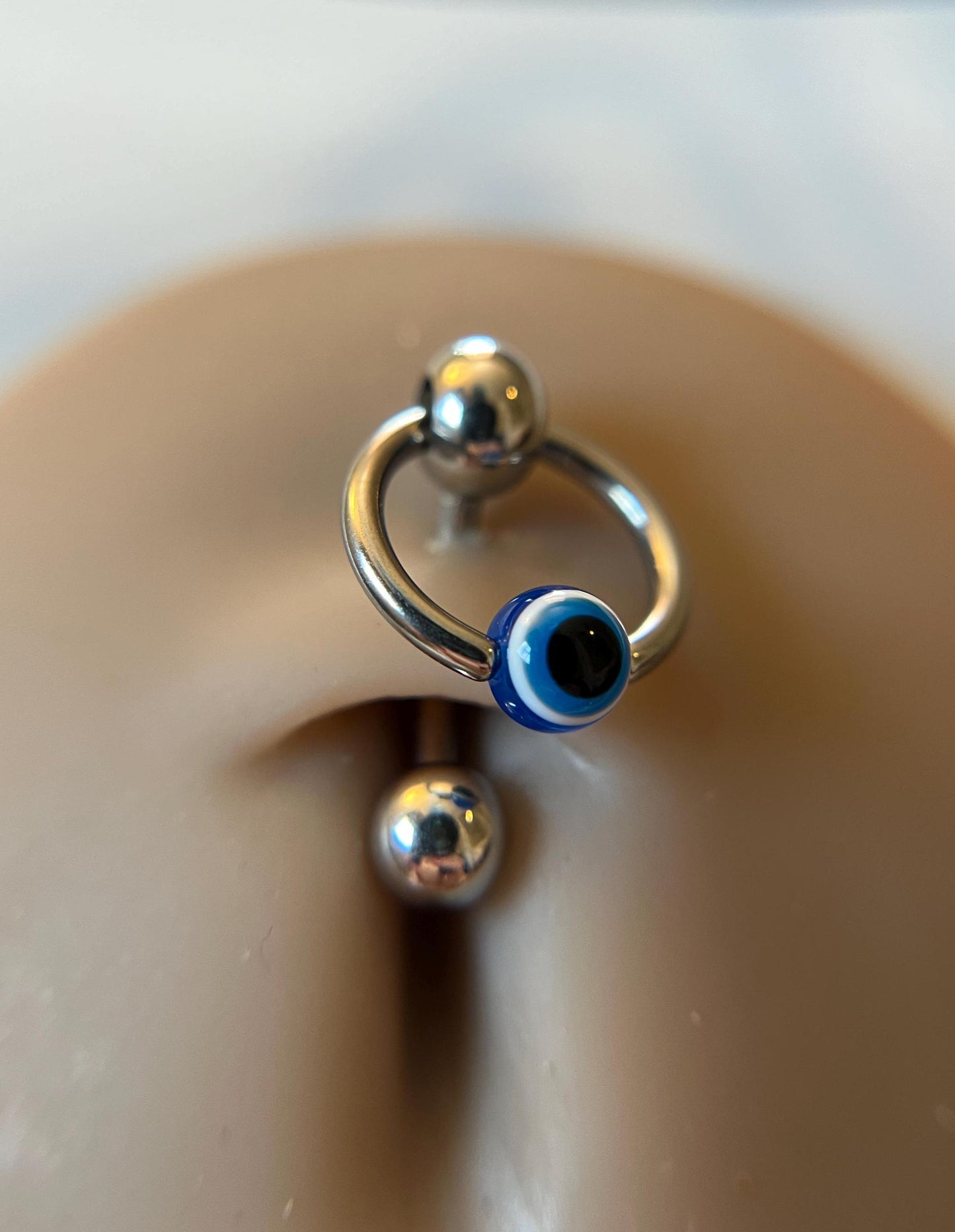 Evil Eye Slave Knocker Floating Belly Navel VCH Christina Barbell 14G (1.6mm) Piercing Hypoallergenic 316L Surgical Steel Bar Ring