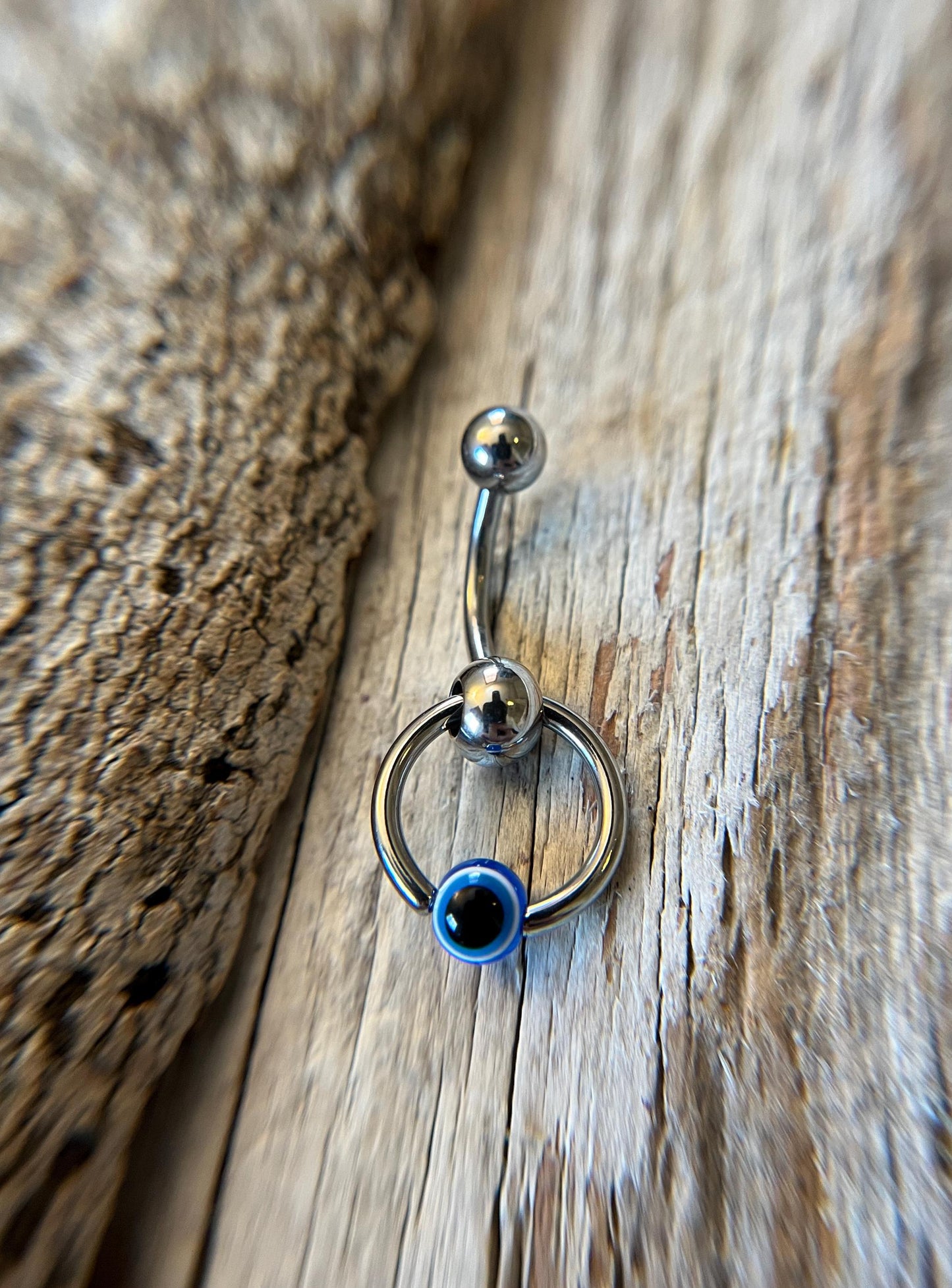 Evil Eye Slave Knocker Floating Belly Navel VCH Christina Barbell 14G (1.6mm) Piercing Hypoallergenic 316L Surgical Steel Bar Ring