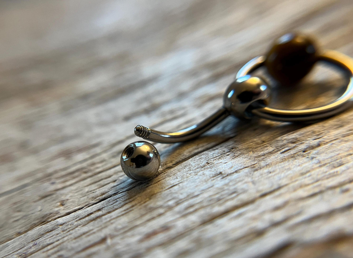Natural Yellow Tiger's Eye Stone Slave Knocker Floating Belly Navel VCH Christina Barbell 14G (1.6mm) Piercing 316L Surgical Steel Ring