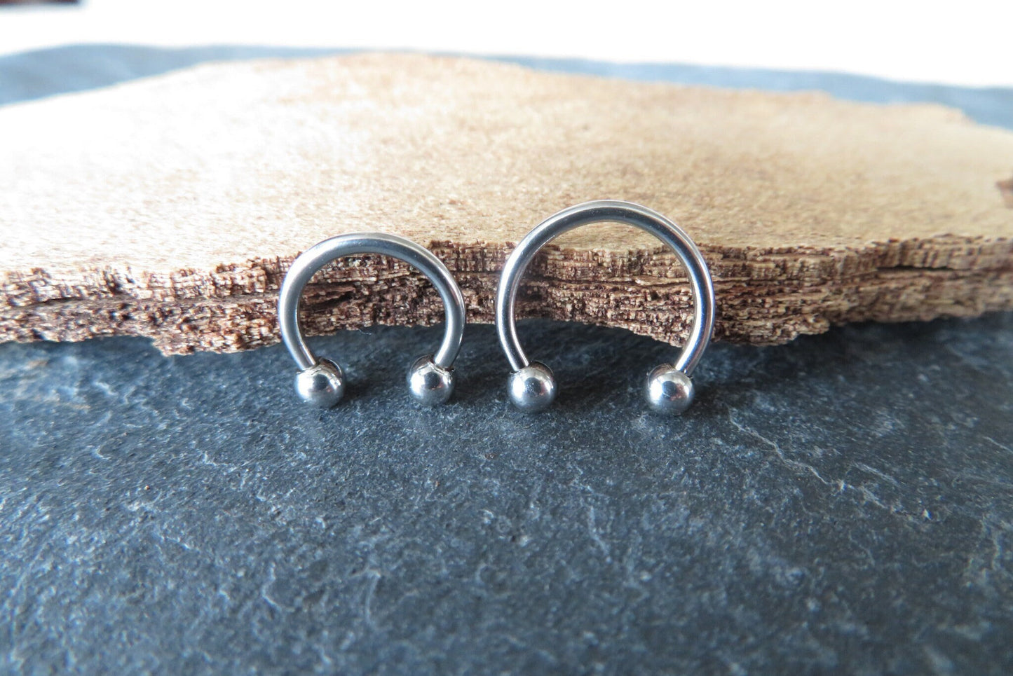 18G (1.0mm) or 16G (1.2mm) Tiny Balls Solid Surgical Steel Petite Horseshoe Ring Septum Piercing Hypoallergenic 316L Steel