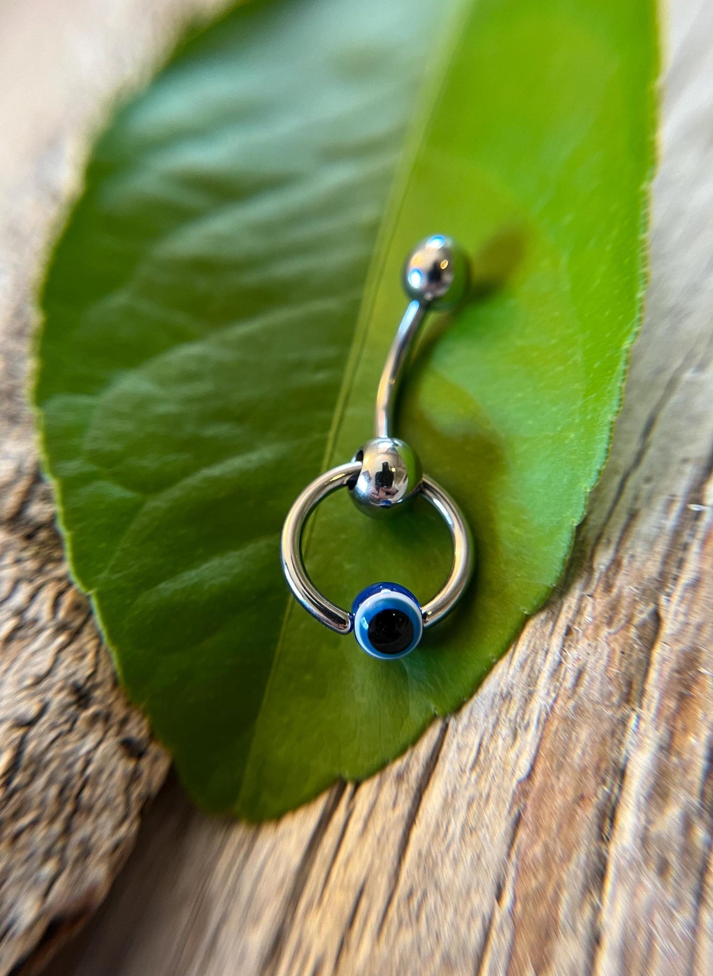 Evil Eye Slave Knocker Floating Belly Navel VCH Christina Barbell 14G (1.6mm) Piercing Hypoallergenic 316L Surgical Steel Bar Ring