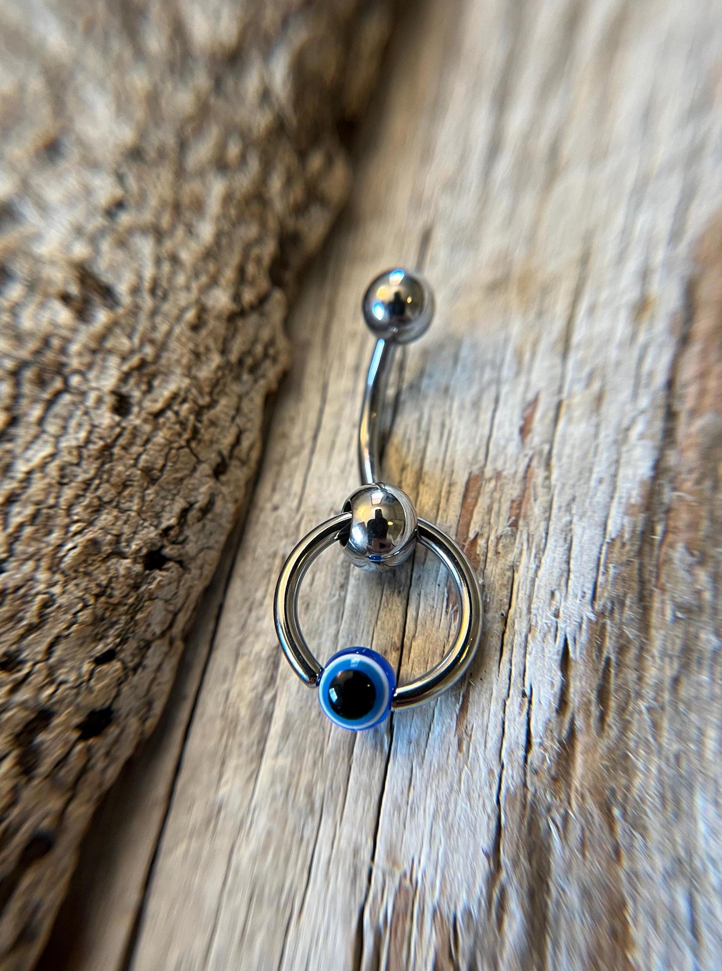 Evil Eye Slave Knocker Floating Belly Navel VCH Christina Barbell 14G (1.6mm) Piercing Hypoallergenic 316L Surgical Steel Bar Ring
