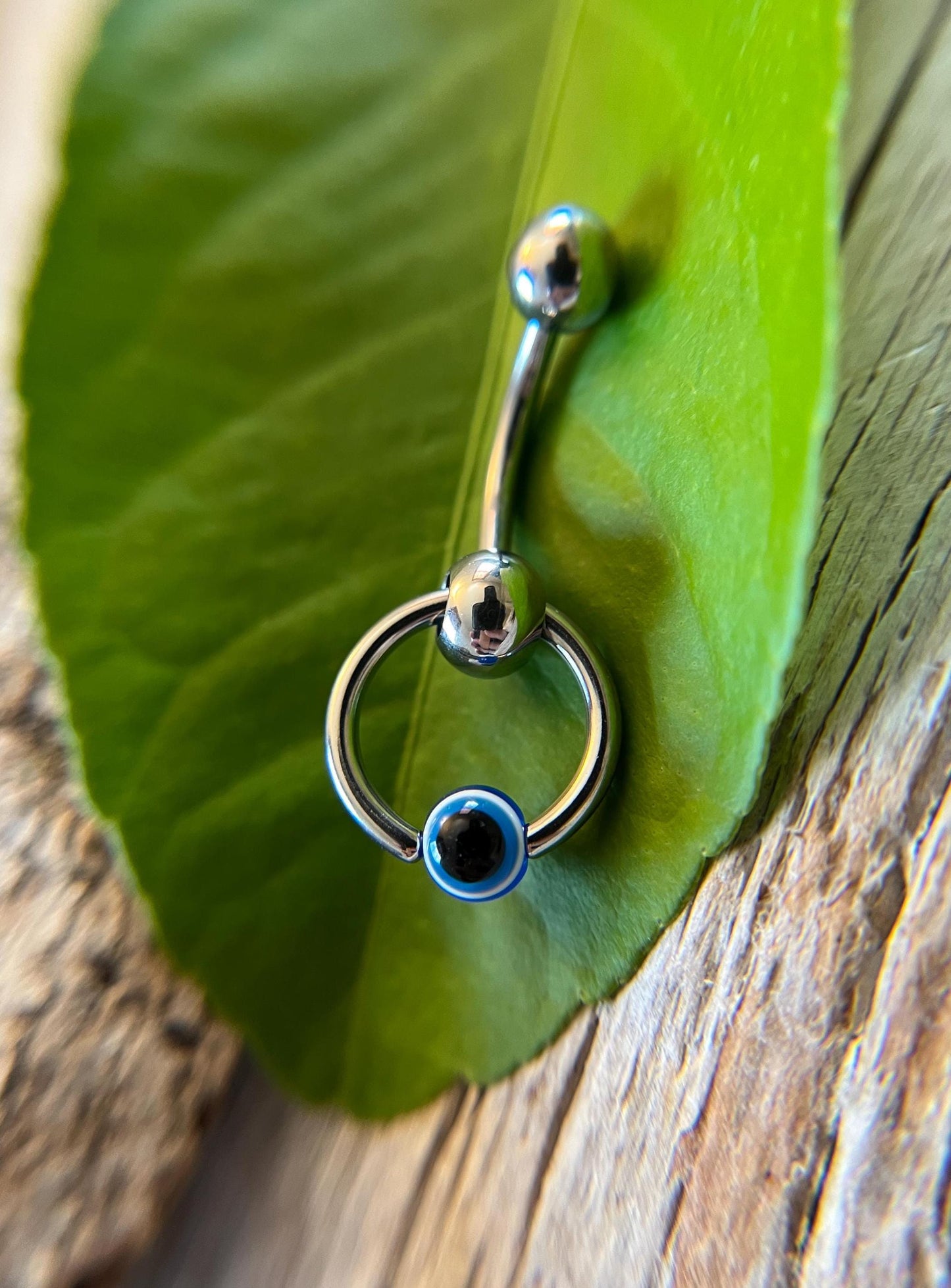 Evil Eye Slave Knocker Floating Belly Navel VCH Christina Barbell 14G (1.6mm) Piercing Hypoallergenic 316L Surgical Steel Bar Ring