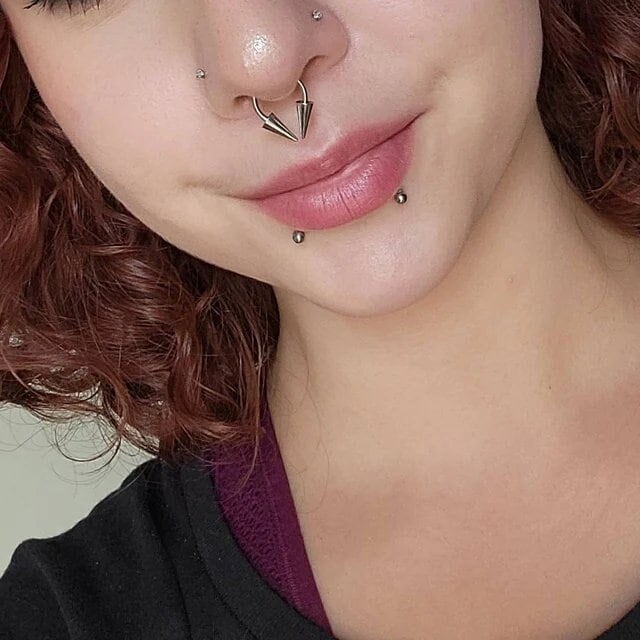 Surgical Steel Long Spikes 16G (1.2mm) or 14G (1.6mm) Hypoallergenic Horseshoe Ring Septum Piercing Hypoallergenic 316L Steel Spiked