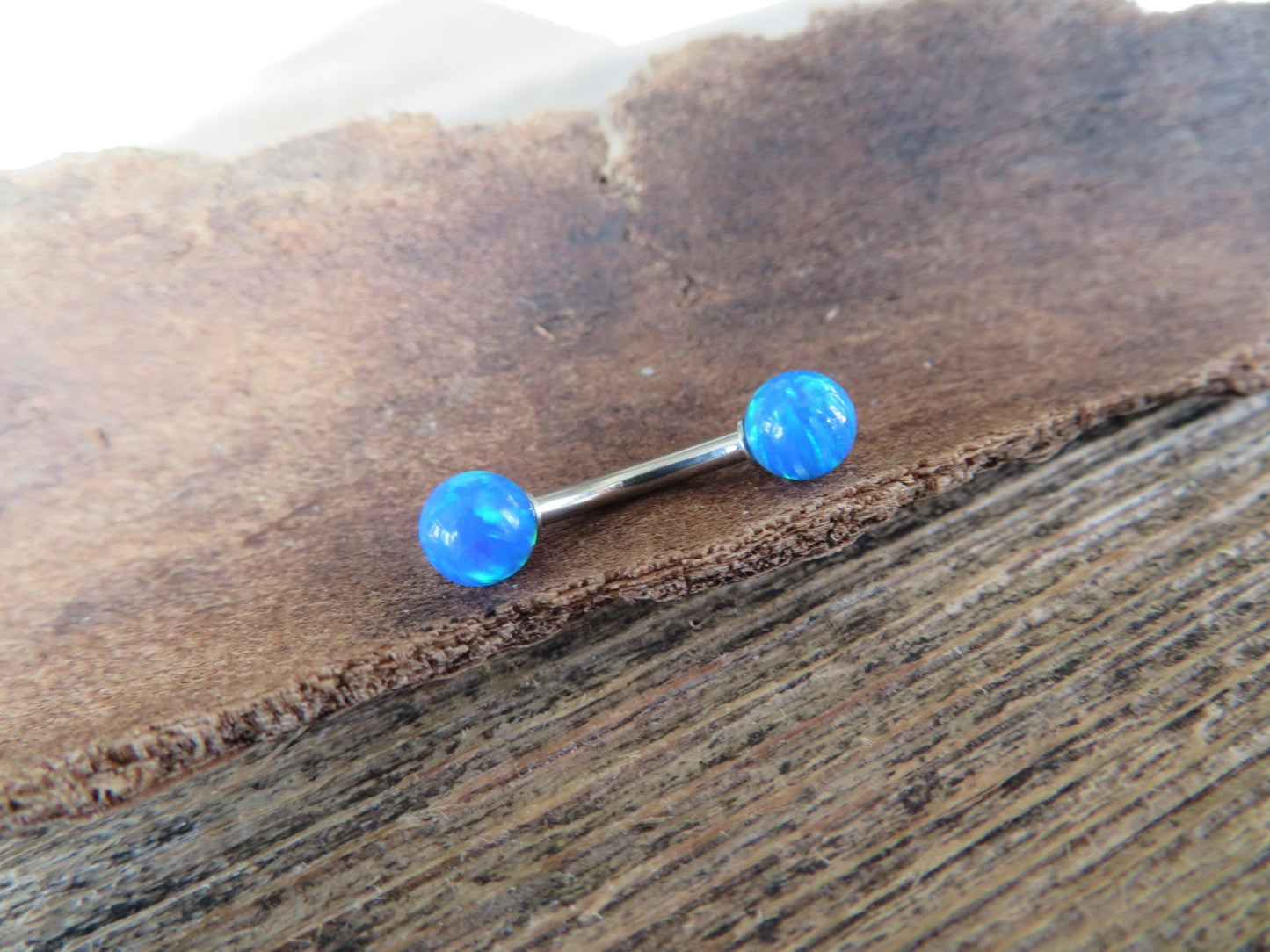 Lavender Fire Opal Stone Surgical Steel or Solid Titanium Custom Length Floating Belly Ring Curve VCH Piercing 14G (1.6mm) Curved Barbell