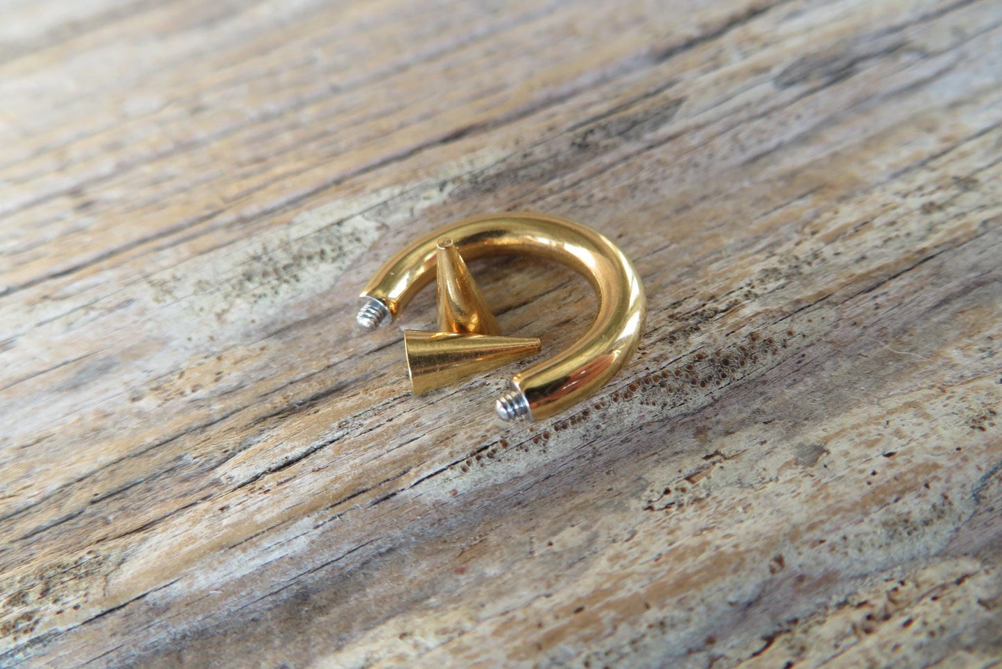 THICK Gauge Gold Titanium Plated Horseshoe Spiked Barbell Septum Piercing 12G (2.0mm) 10G (2.5mm) 8G (3mm) 6G (4.0mm) Nose Ring Long Spikes