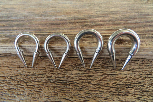 16G, 14G, 12G, 10G, 8G, 6G, 4G Gauge Horseshoe Extra Long 12mm Spikes Solid 316L Surgical Steel Horseshoe Spiked Septum Ring Hypoallergenic